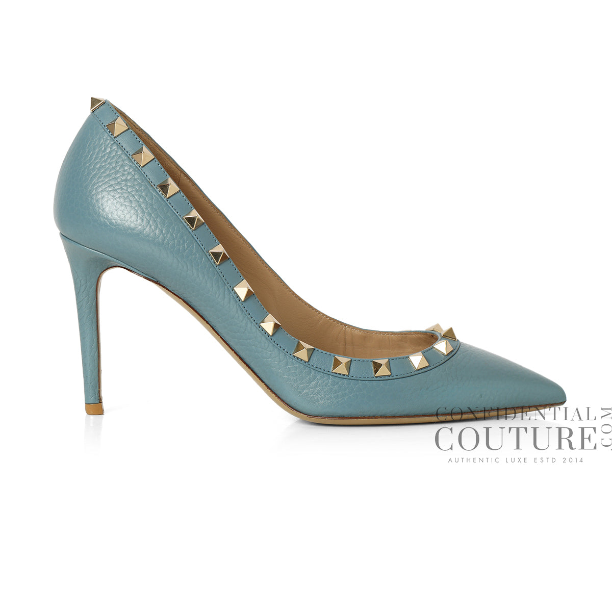 Light Blue Rockstud Pumps- EU 38