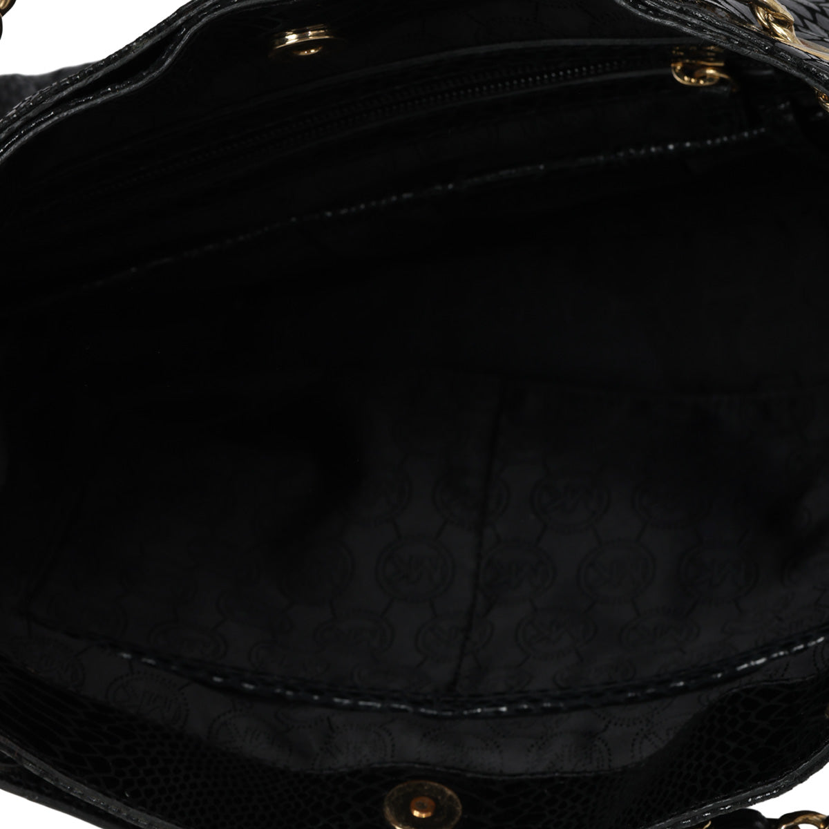Black Python Embossed Tote Bag