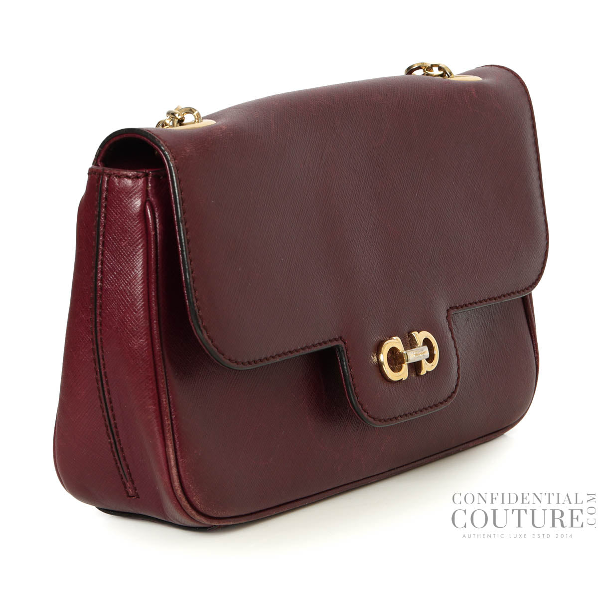 Wine Barolo Saffiano Leather Bree Shoulder Bag