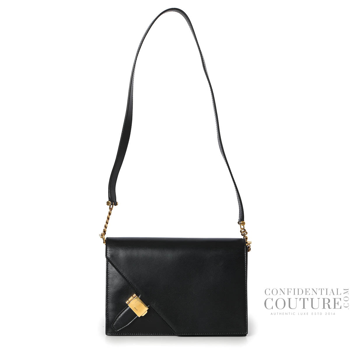 Black Leather Side Buckle Bag