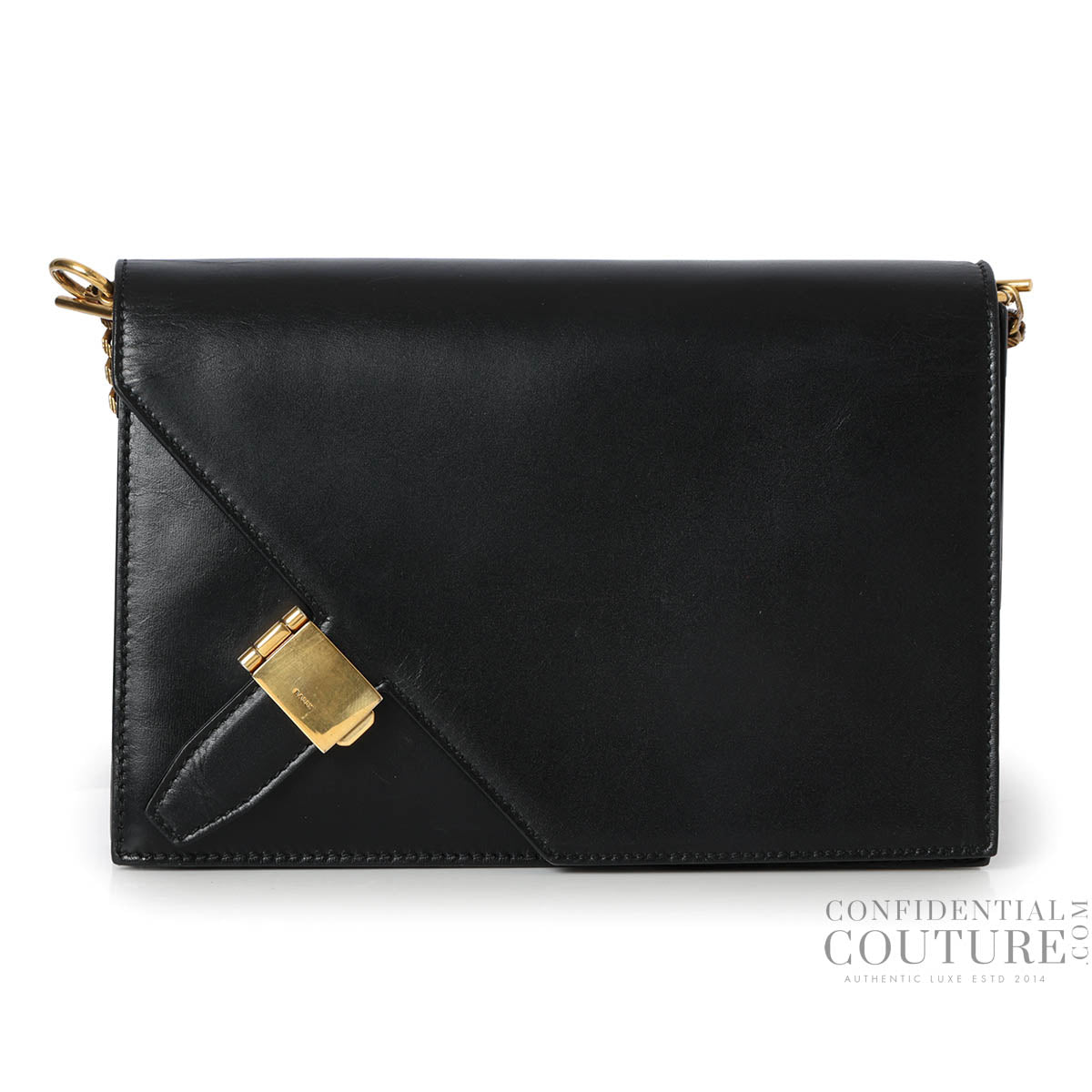Black Leather Side Buckle Bag