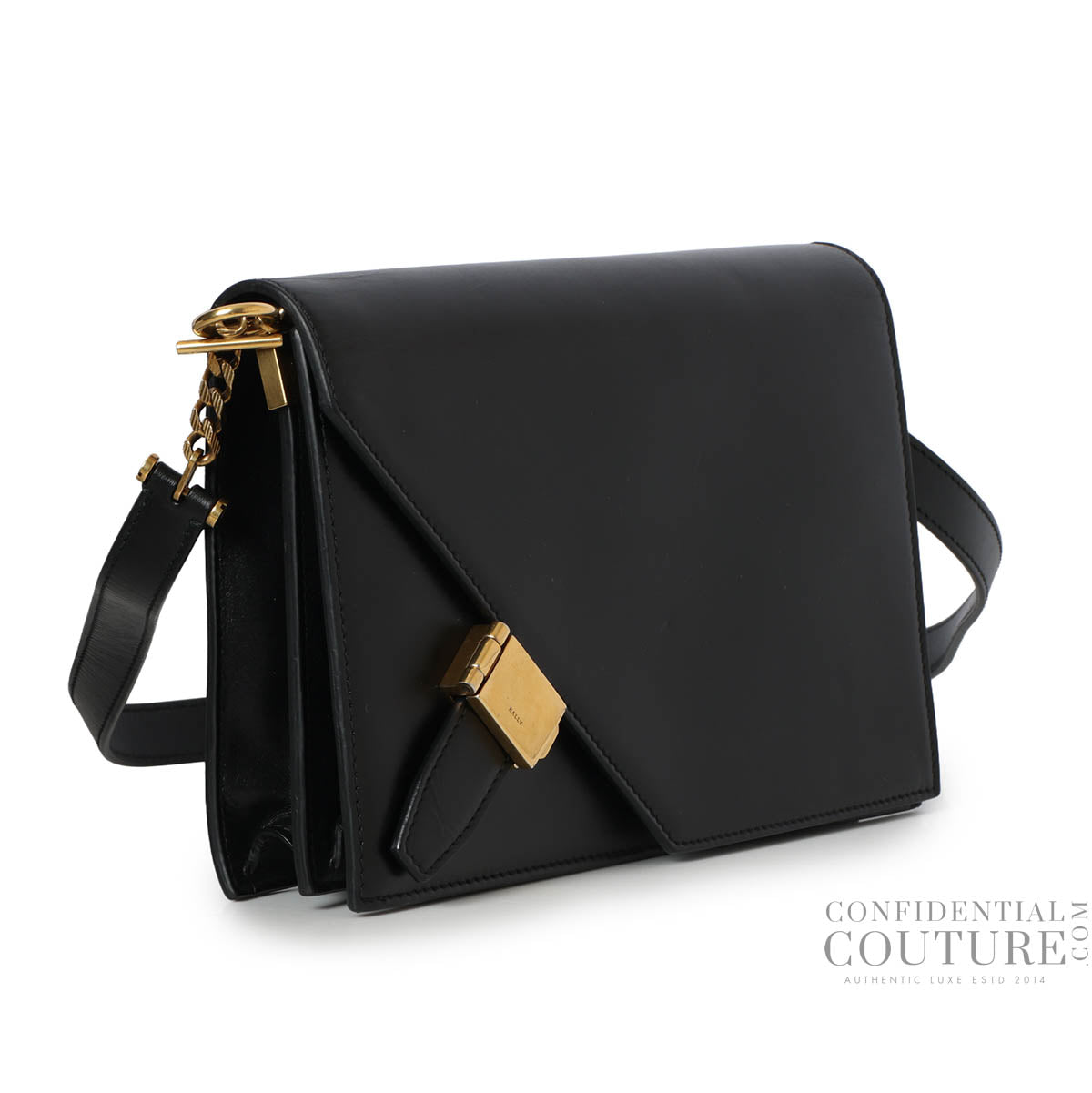 Black Leather Side Buckle Bag