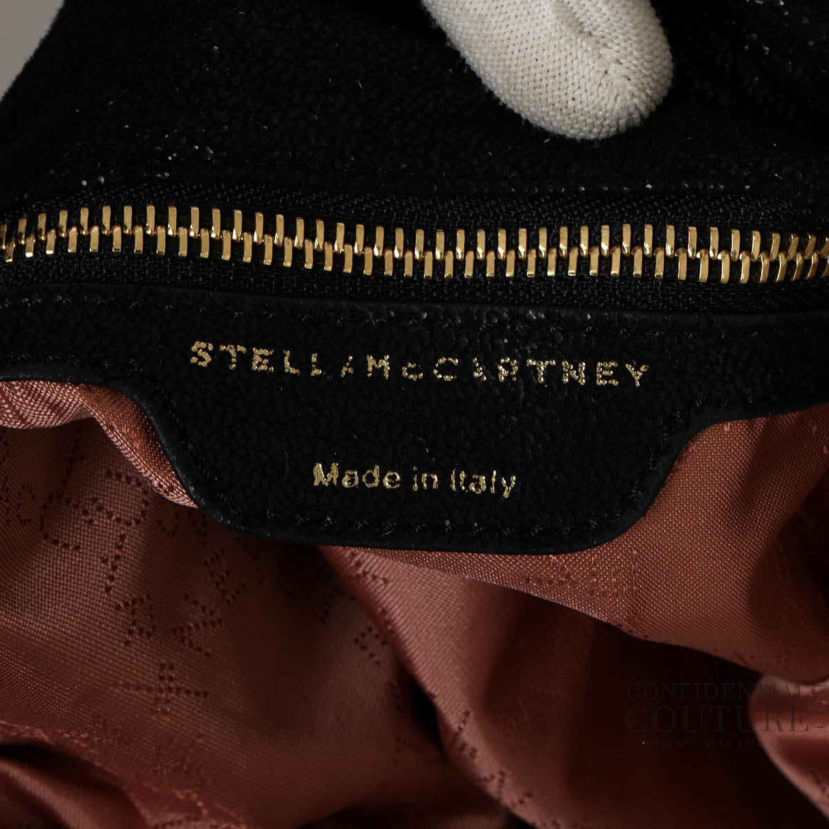 McCartney Flabella Shiny Black Small Tote Bag With Gold Hardware