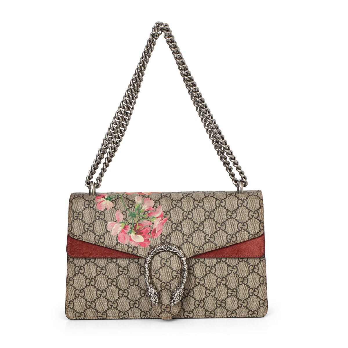 GG Supreme Maroon & Beige Blooms Medium Dionysus Shoulder Bag