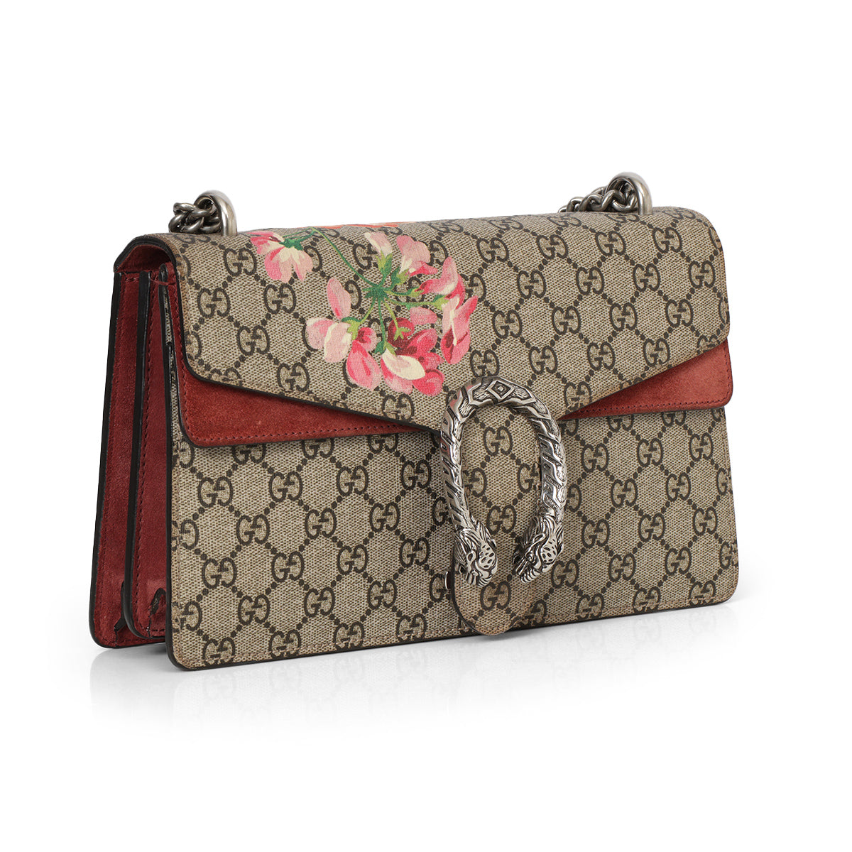 GG Supreme Maroon & Beige Blooms Medium Dionysus Shoulder Bag
