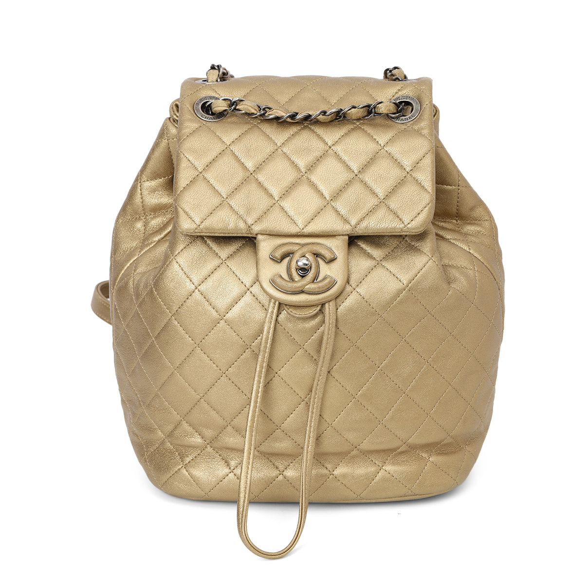 Vintage Small Duma Backpack Gold Metallic Lambskin