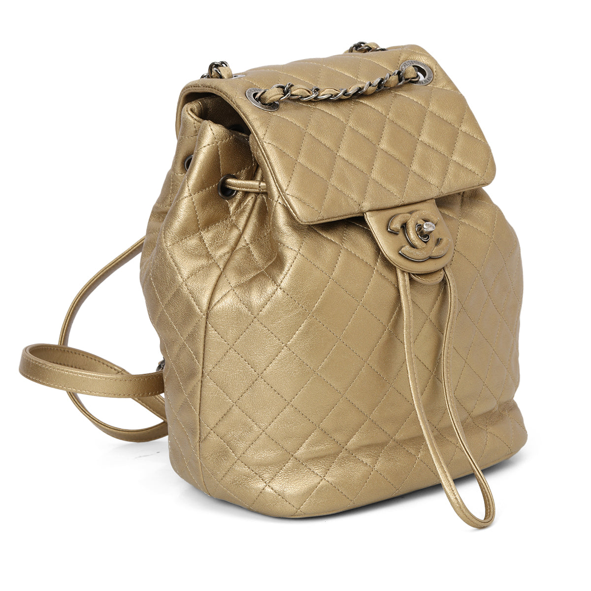 Vintage Small Duma Backpack Gold Metallic Lambskin