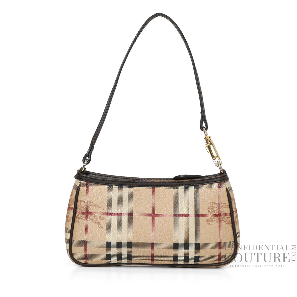 Brown Haymarket Check Coated Canvas Pochette Bag