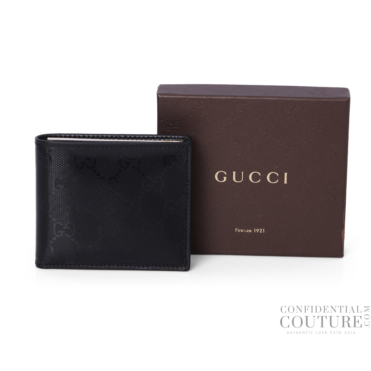 Black GG Imprime Patent Leather Bi-Fold Wallet