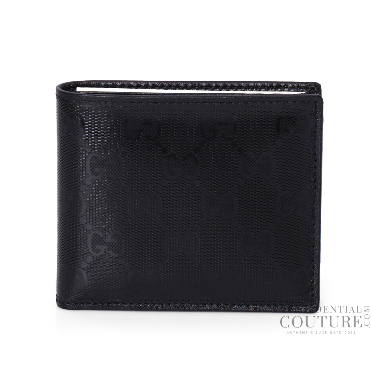 Black GG Imprime Patent Leather Bi-Fold Wallet