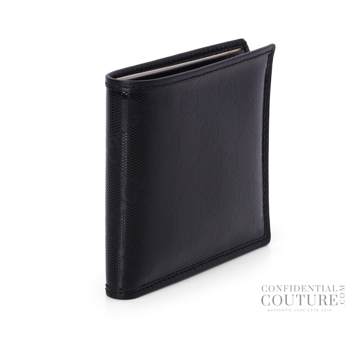 Black GG Imprime Patent Leather Bi-Fold Wallet