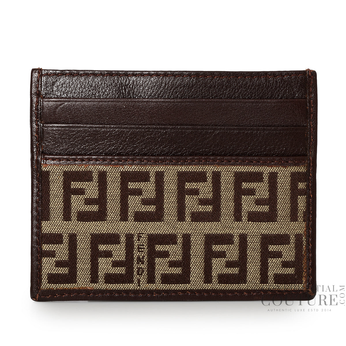 Baguette Brown FF Jacquard Fabric Card Holder