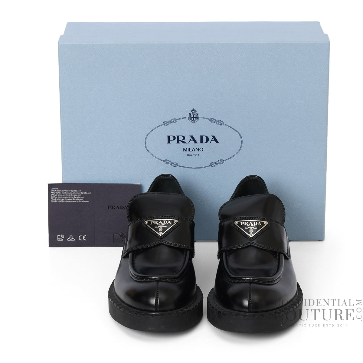 Black Chocolate Brushed Leather Loafers IT 39 | PRADA 5 | UK 5 | US 6