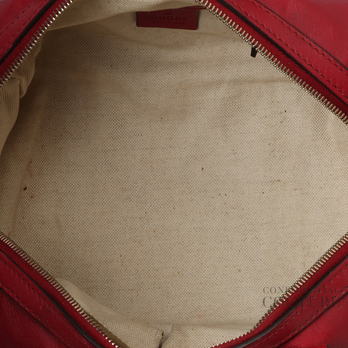 Red Leather Microguccisima Small Joy Boston Bag With Strap