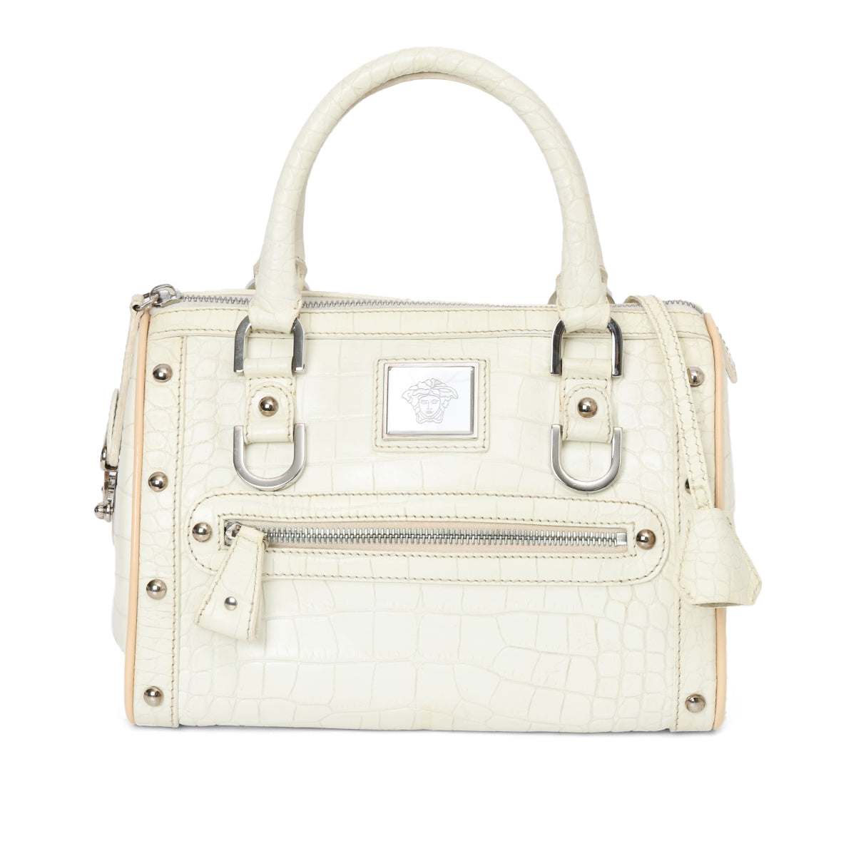 Medusa Croc Embossed Leather Satchel