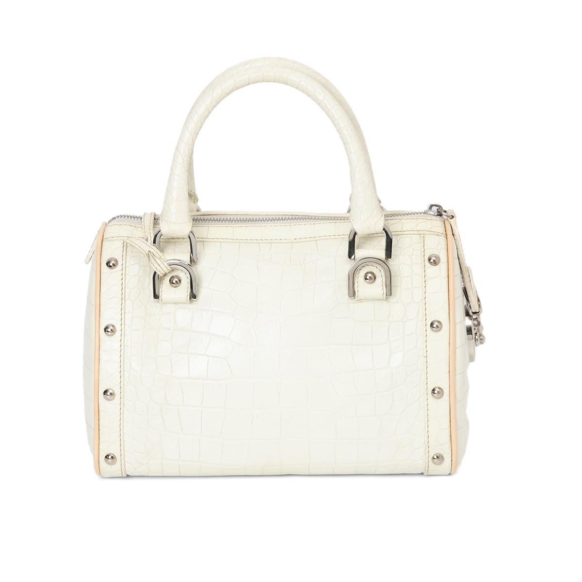 Medusa Croc Embossed Leather Satchel