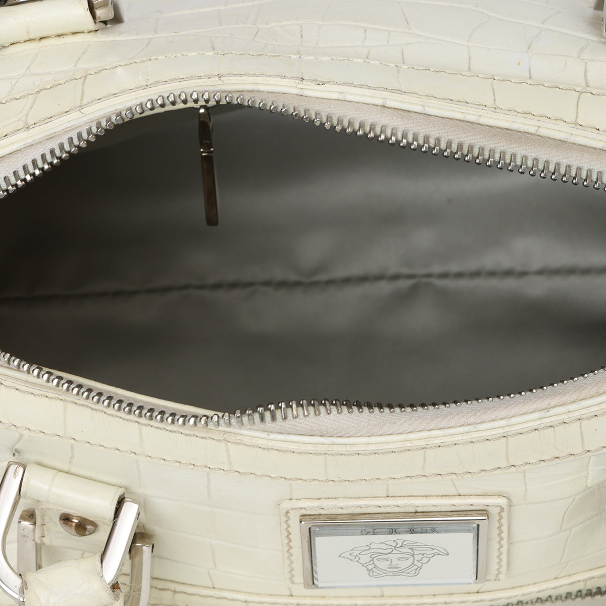 Medusa Croc Embossed Leather Satchel