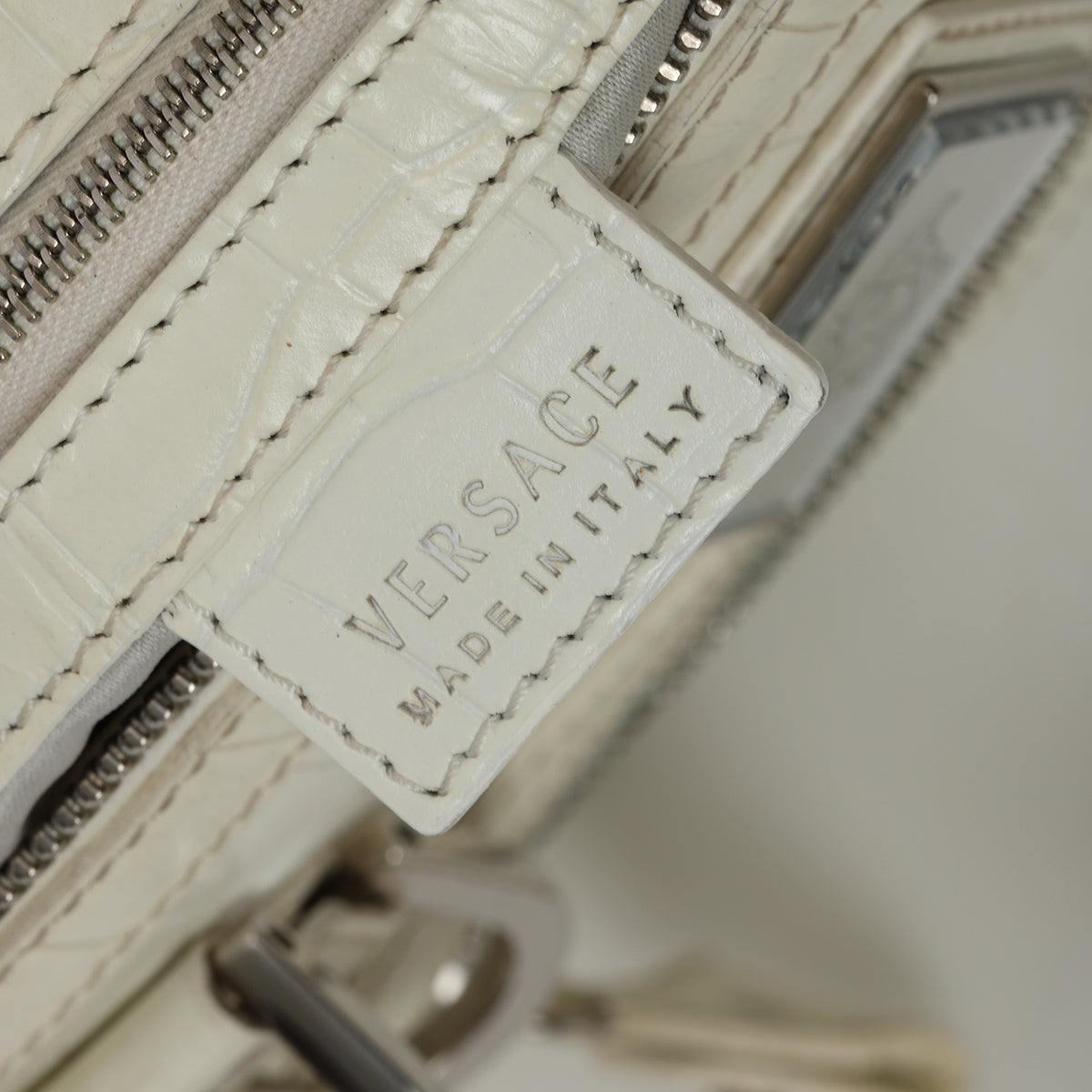 Medusa Croc Embossed Leather Satchel