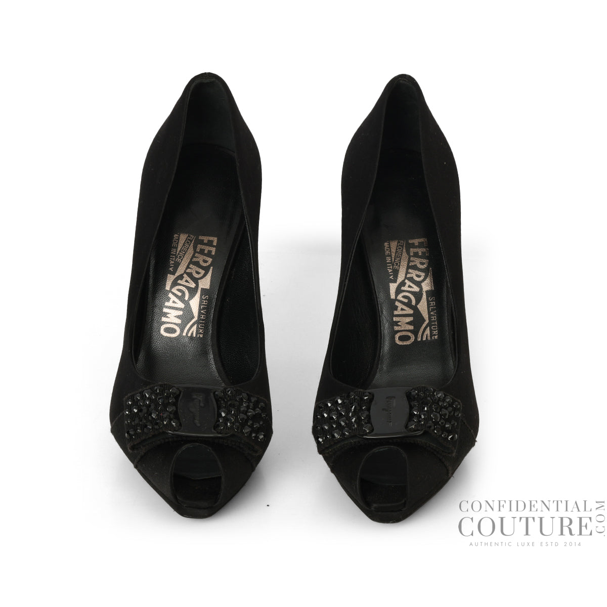 Black kitten Satin peep-Toe With Vara Bow Stiletto EU 35.5 | US 5 | UK 2