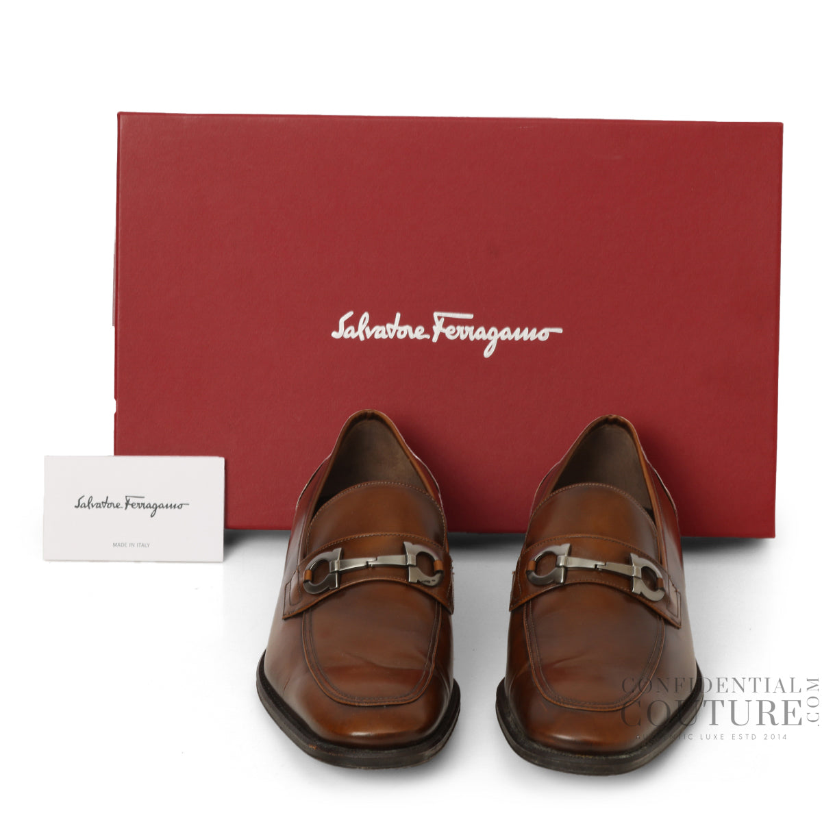 Gancini Plaque Brown Leather Loafers US 6.5| UK 5| EU 39.5