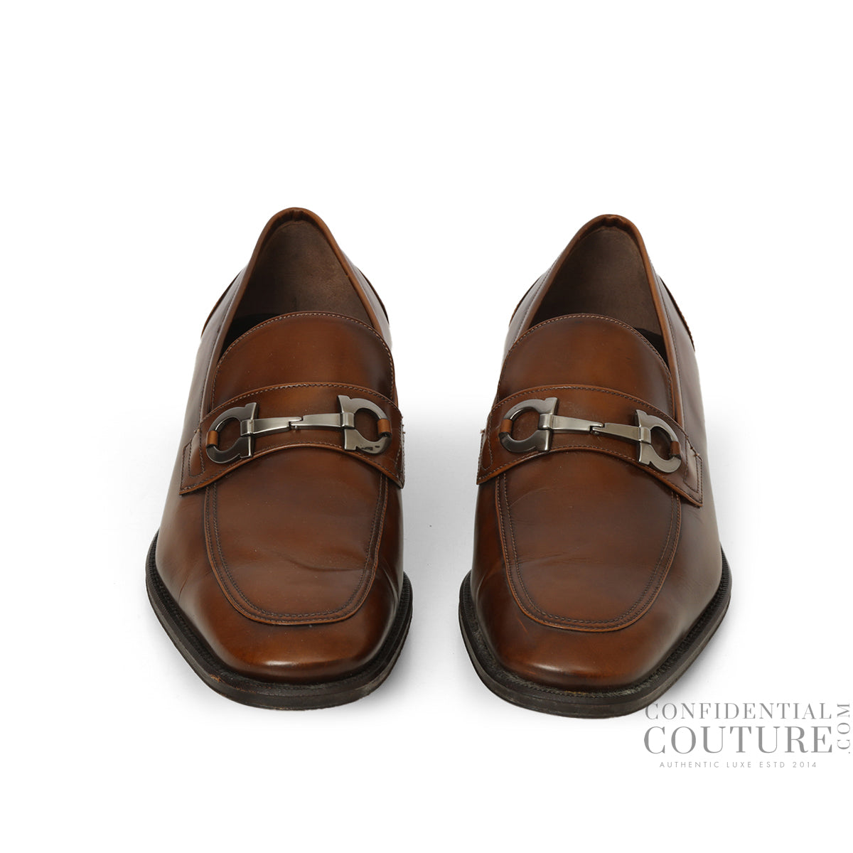 Gancini Plaque Brown Leather Loafers US 6.5| UK 5| EU 39.5