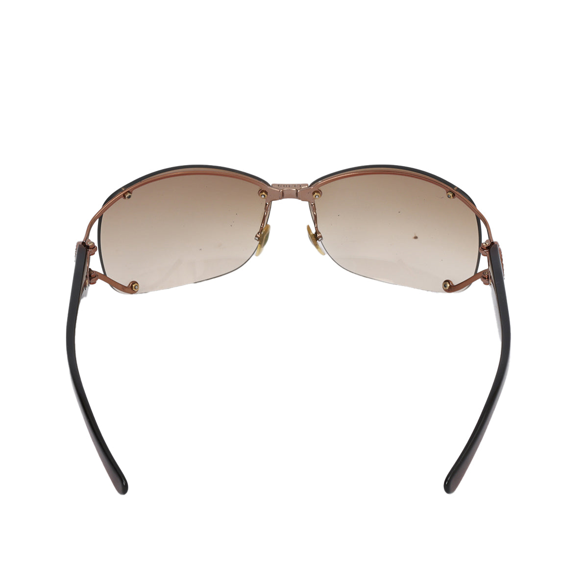 Bronze Metal Frame Gradient Tint Crystal GG Sunglasses-2820