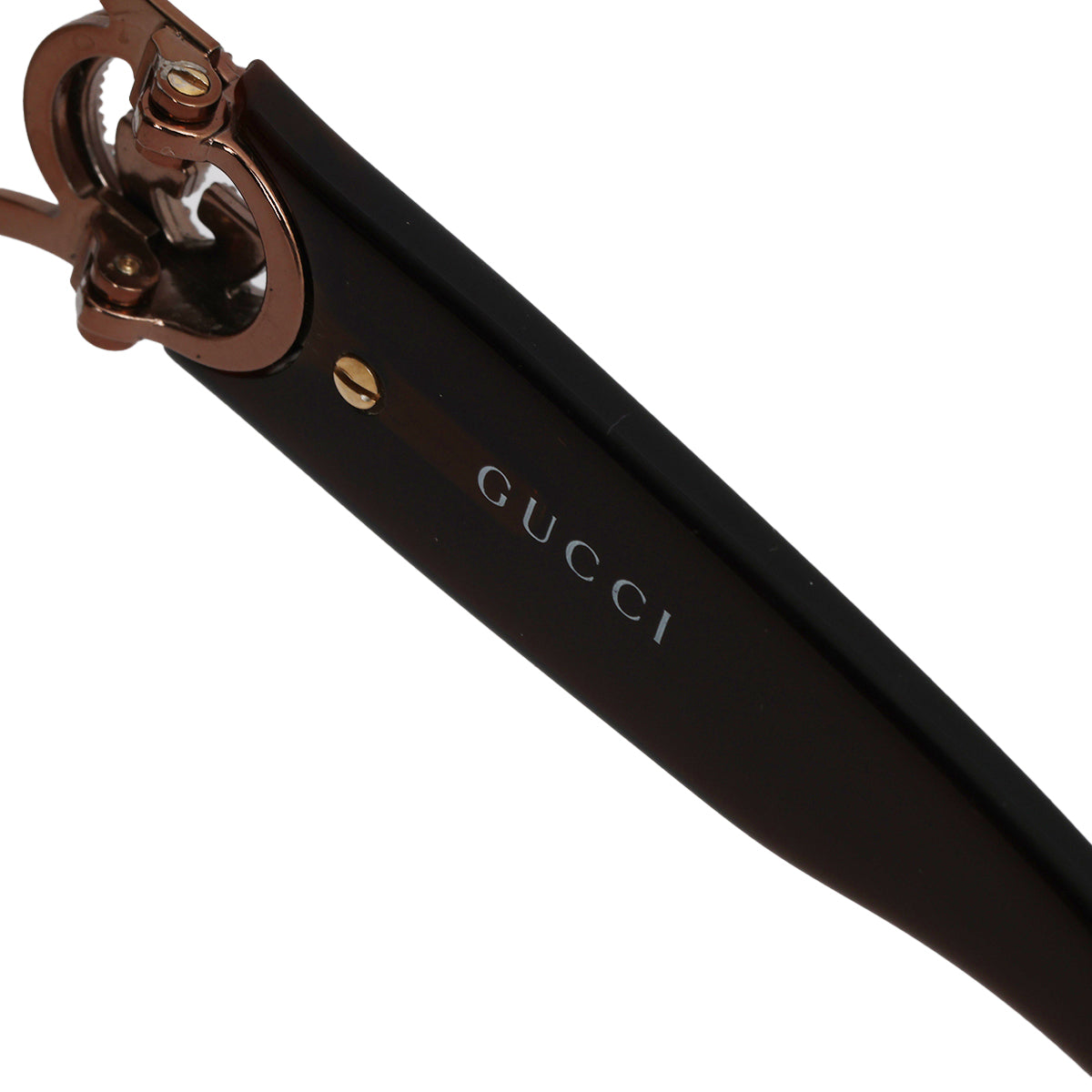 Bronze Metal Frame Gradient Tint Crystal GG Sunglasses-2820