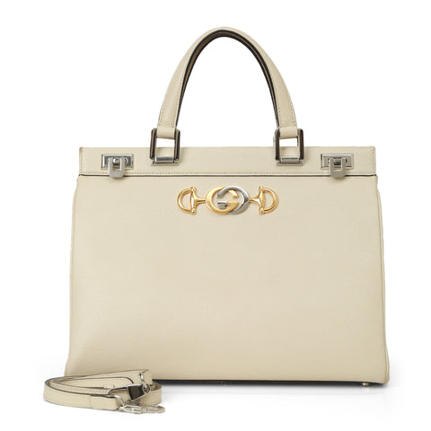 Gucci White Leather Medium Zumi Tote