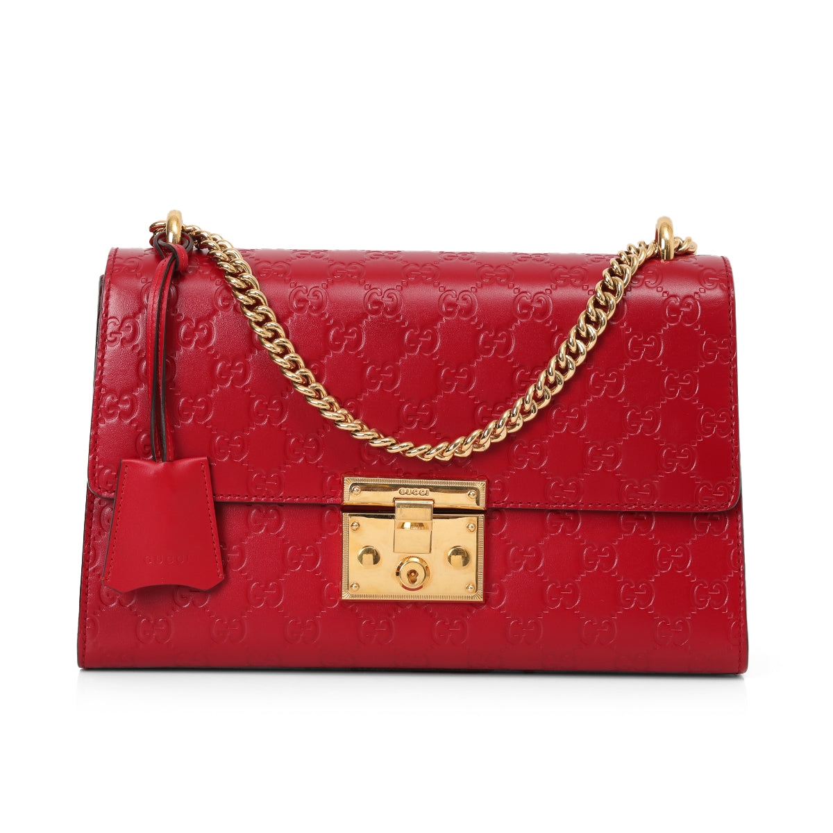 Red Guccissima Leather Padlock Medium Shoulder Bag