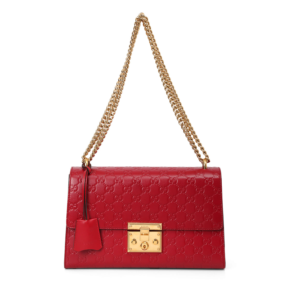 Red Guccissima Leather Padlock Medium Shoulder Bag