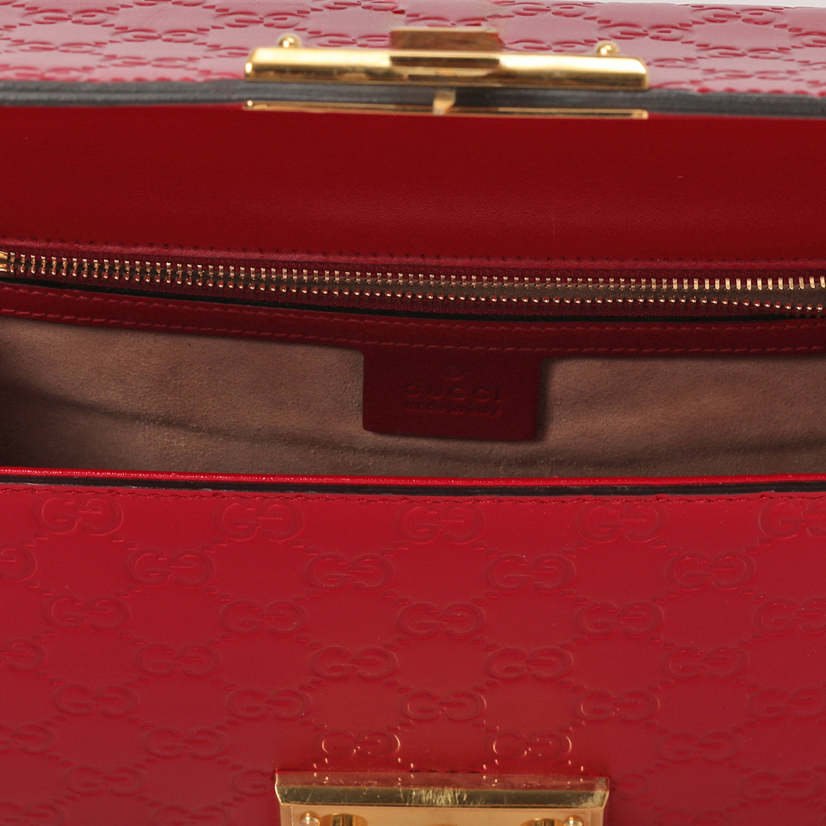 Red Guccissima Leather Padlock Medium Shoulder Bag