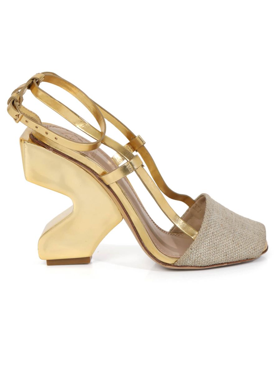 Gold Curio Sling Back Heels/Size-5M