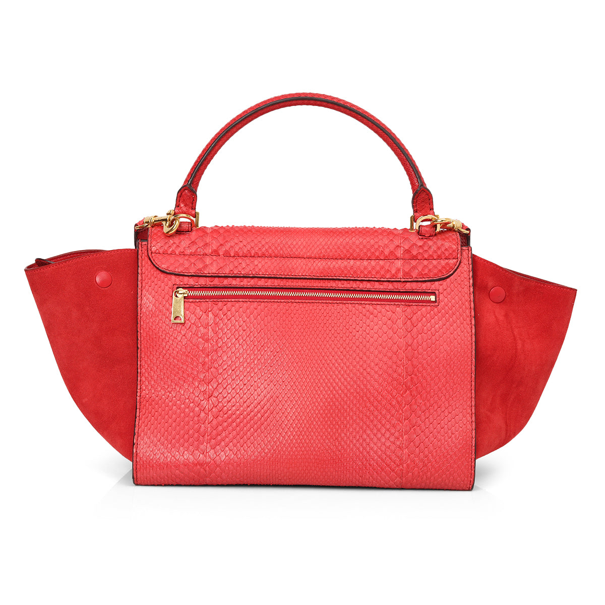 Red Python & Suede Medium Trapeze Bag