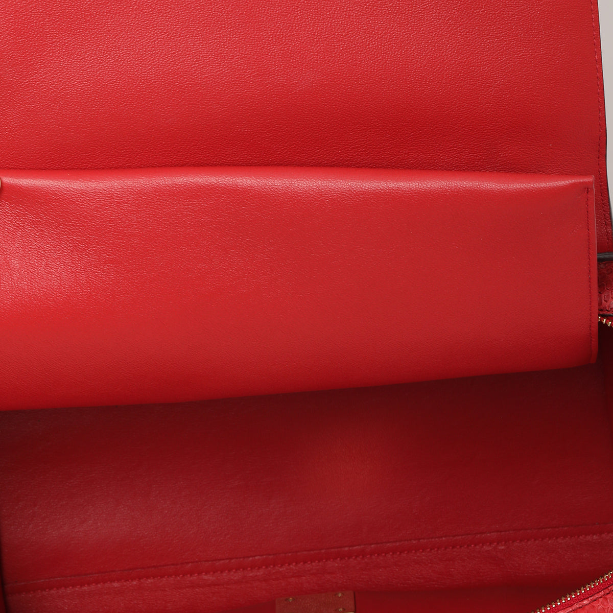 Red Python & Suede Medium Trapeze Bag