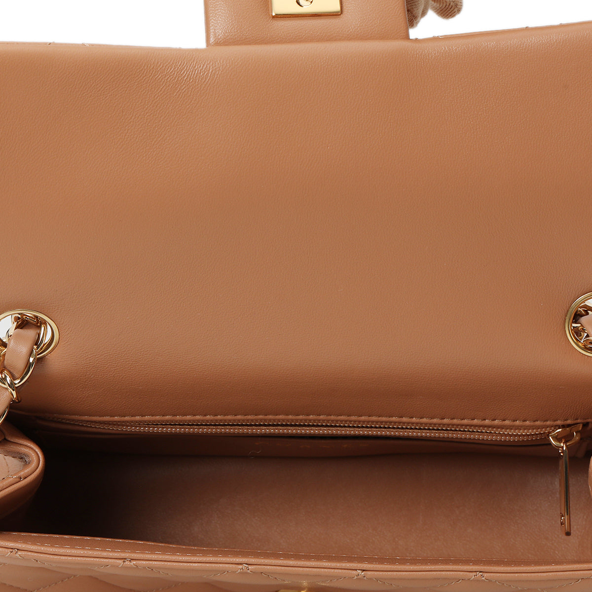 Mini Rectangular Flap Bag Beige Lambskin Gold Hardware