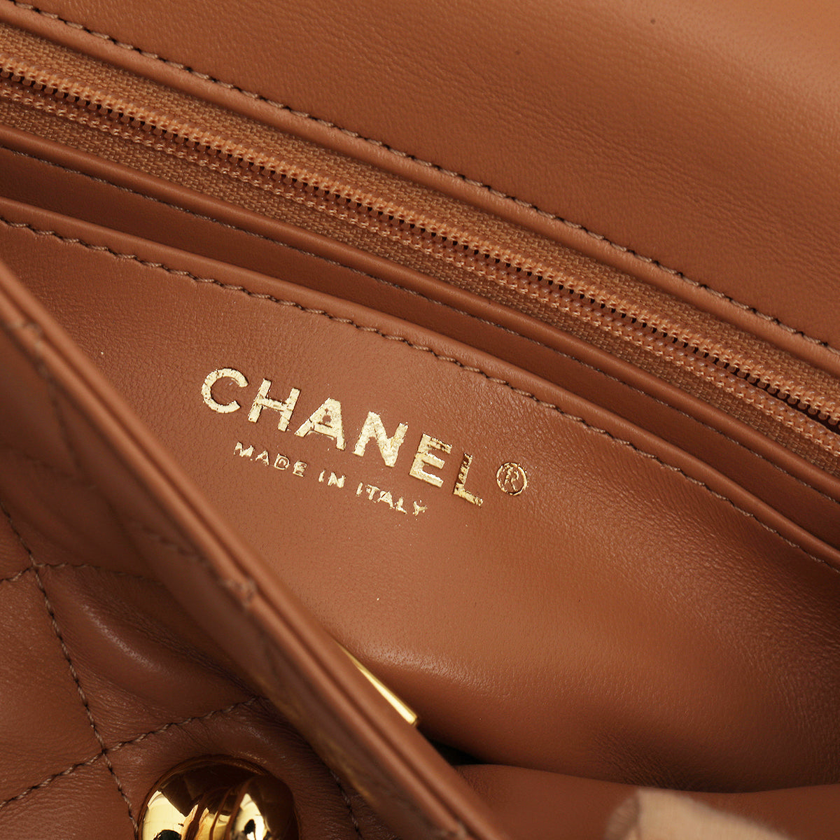 Mini Rectangular Flap Bag Beige Lambskin Gold Hardware