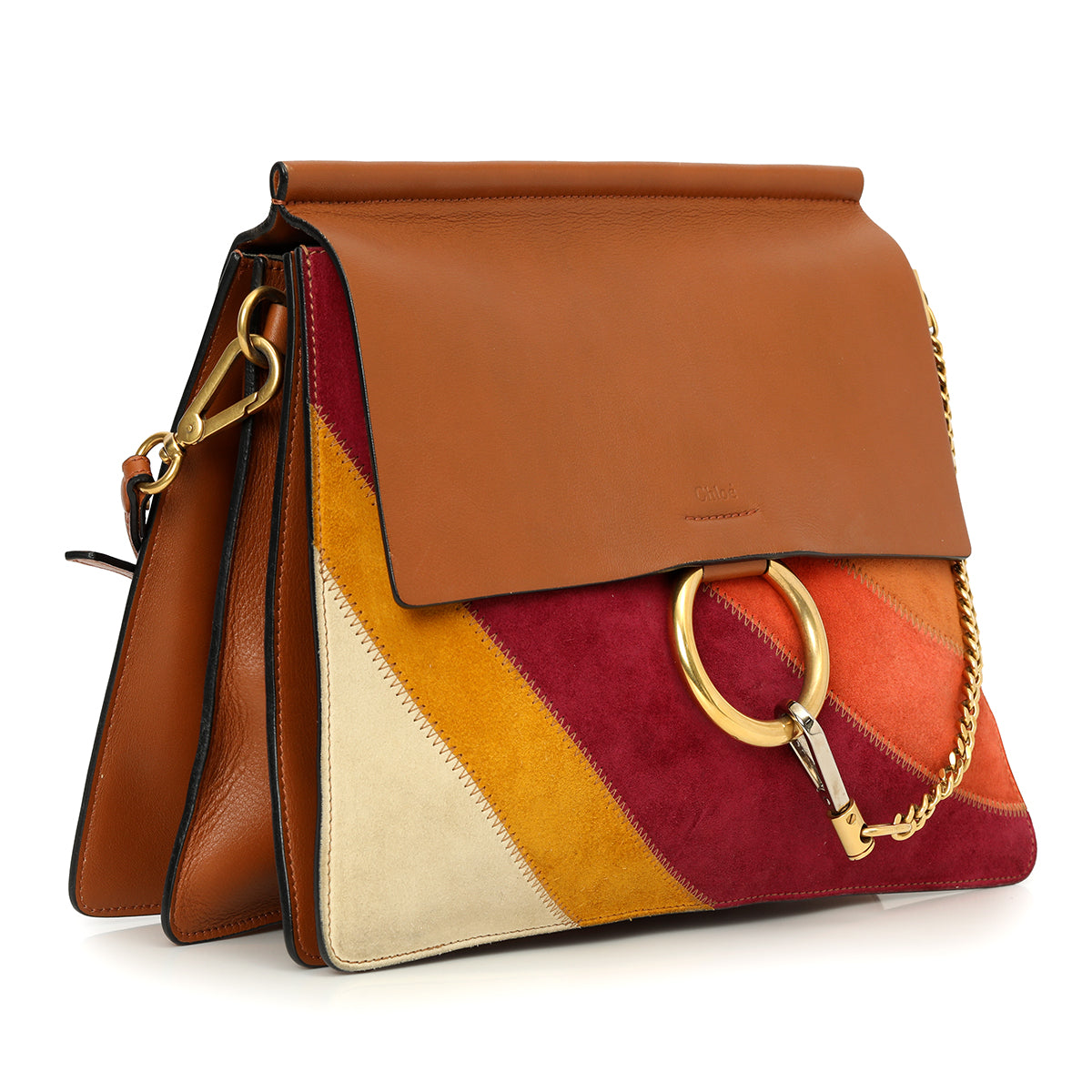 Faye Patchwork Shoulder Bag Suede & Leather - Medium