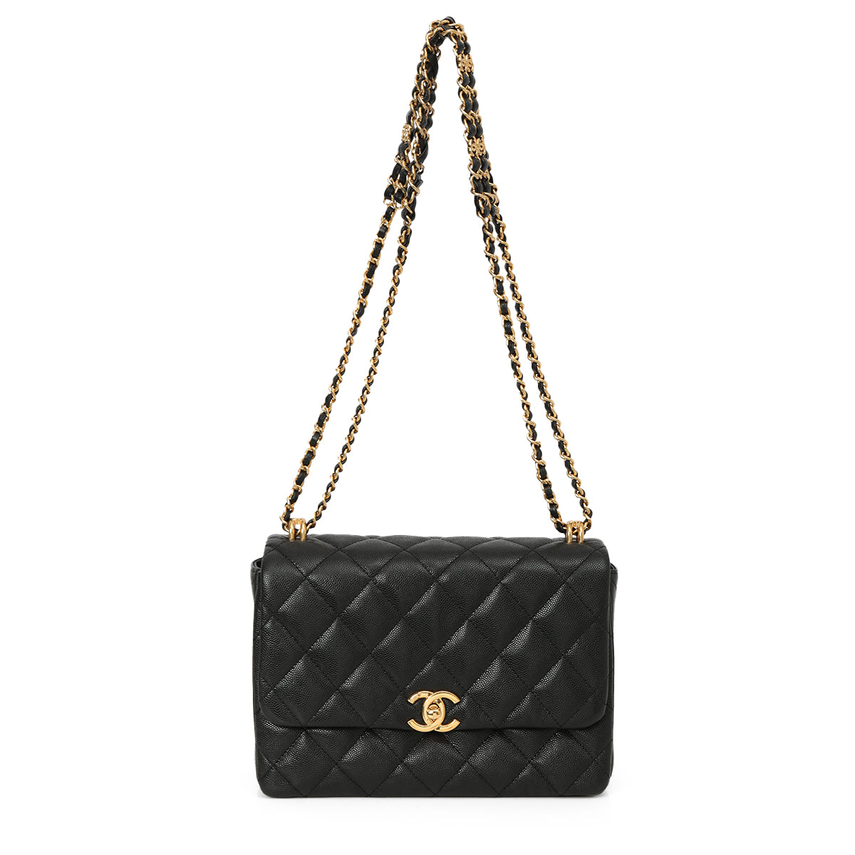 Coco First Flap Bag Quilted Caviar Small
