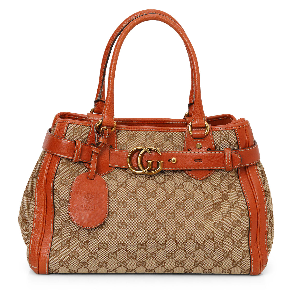 Beige/Orange GG Canvas Running Medium Satchel Bag
