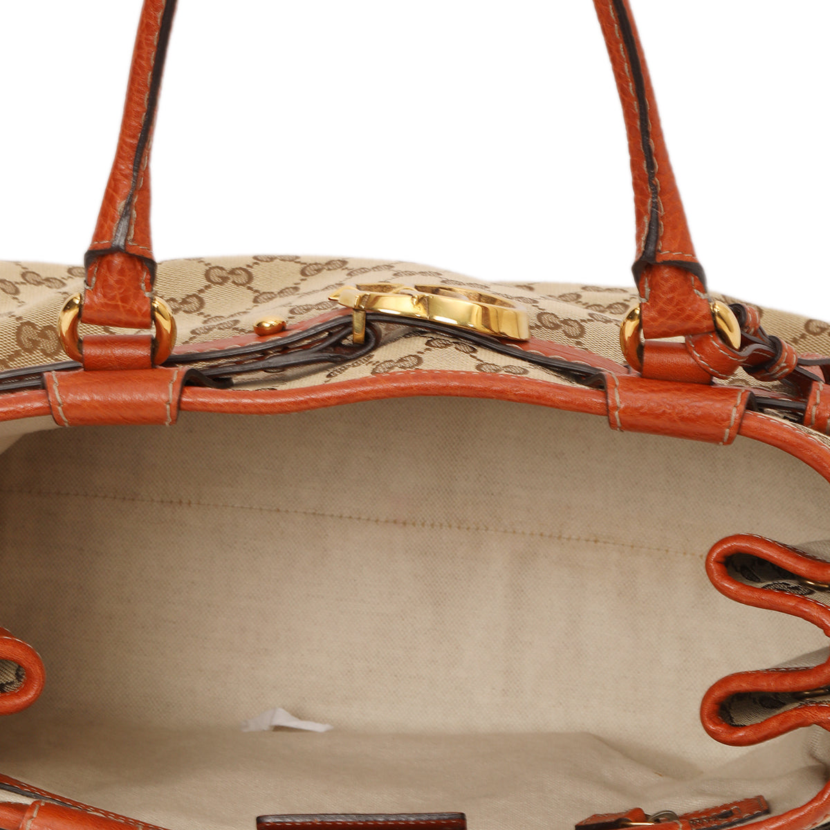 Beige/Orange GG Canvas Running Medium Satchel Bag