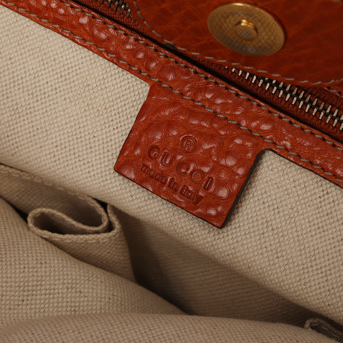 Beige/Orange GG Canvas Running Medium Satchel Bag