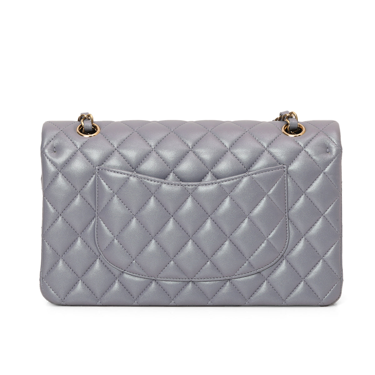 Purple Metallic Classic Medium Double Flap Bag
