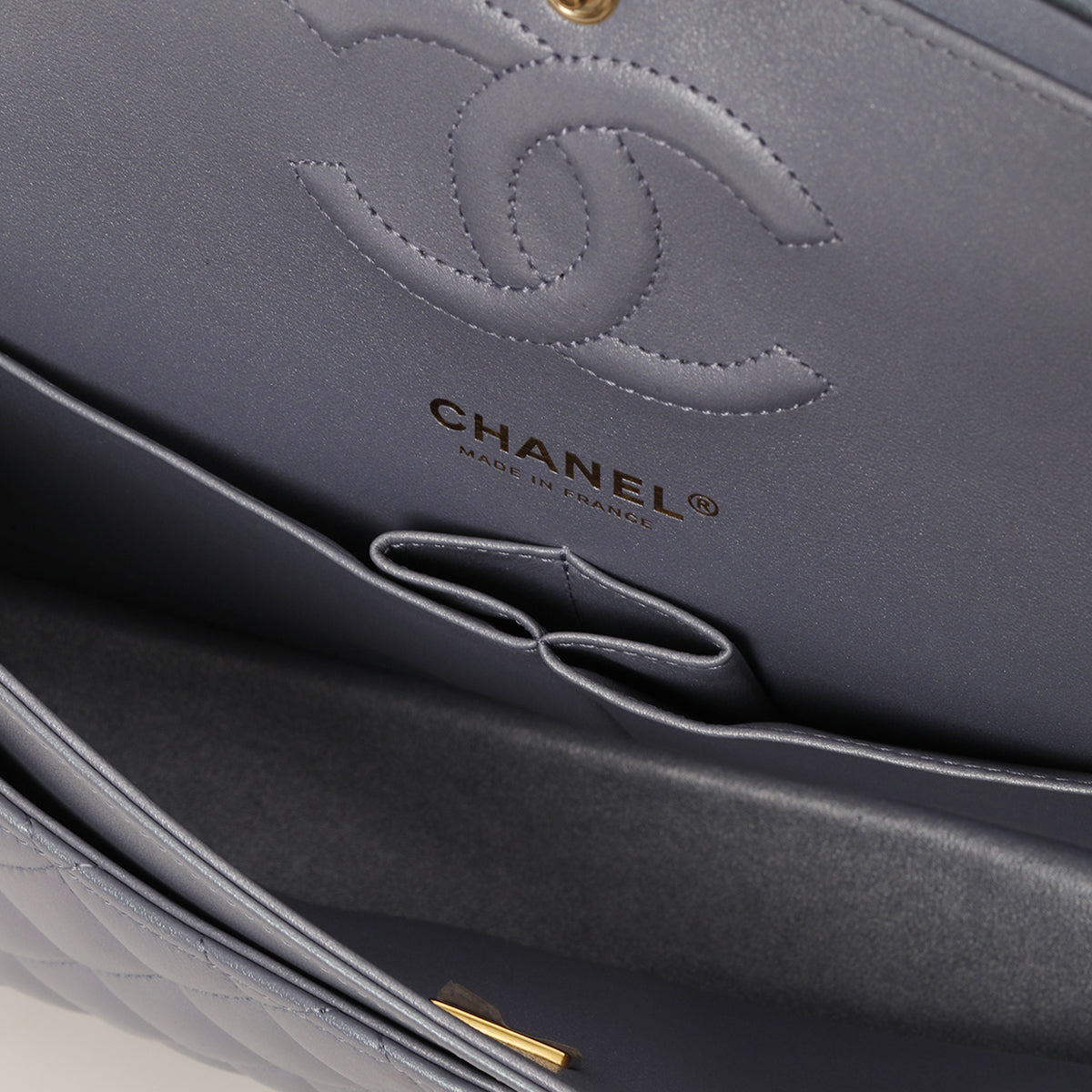 Purple Metallic Classic Medium Double Flap Bag