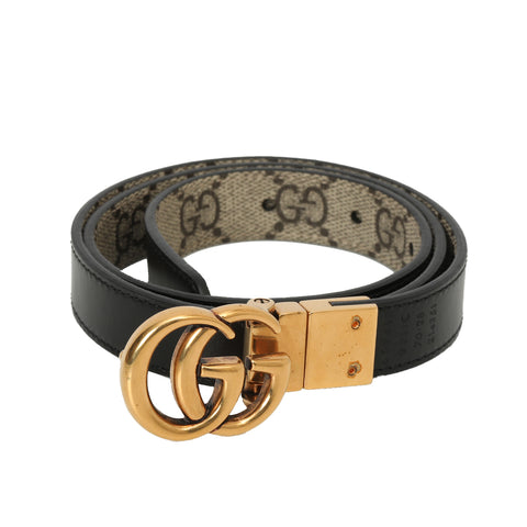 GG Reversible Printed Coated-Canvas & Leather Belt 70/28
