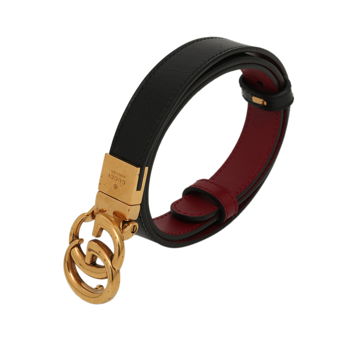 GG Black/Red Leather Reversible Belt - 75/30
