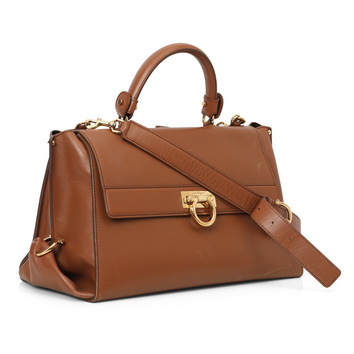 Sofia Leather Top Handle Bag Large