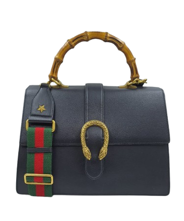 Leather Dionysus Bamboo Top Handle Large Bag