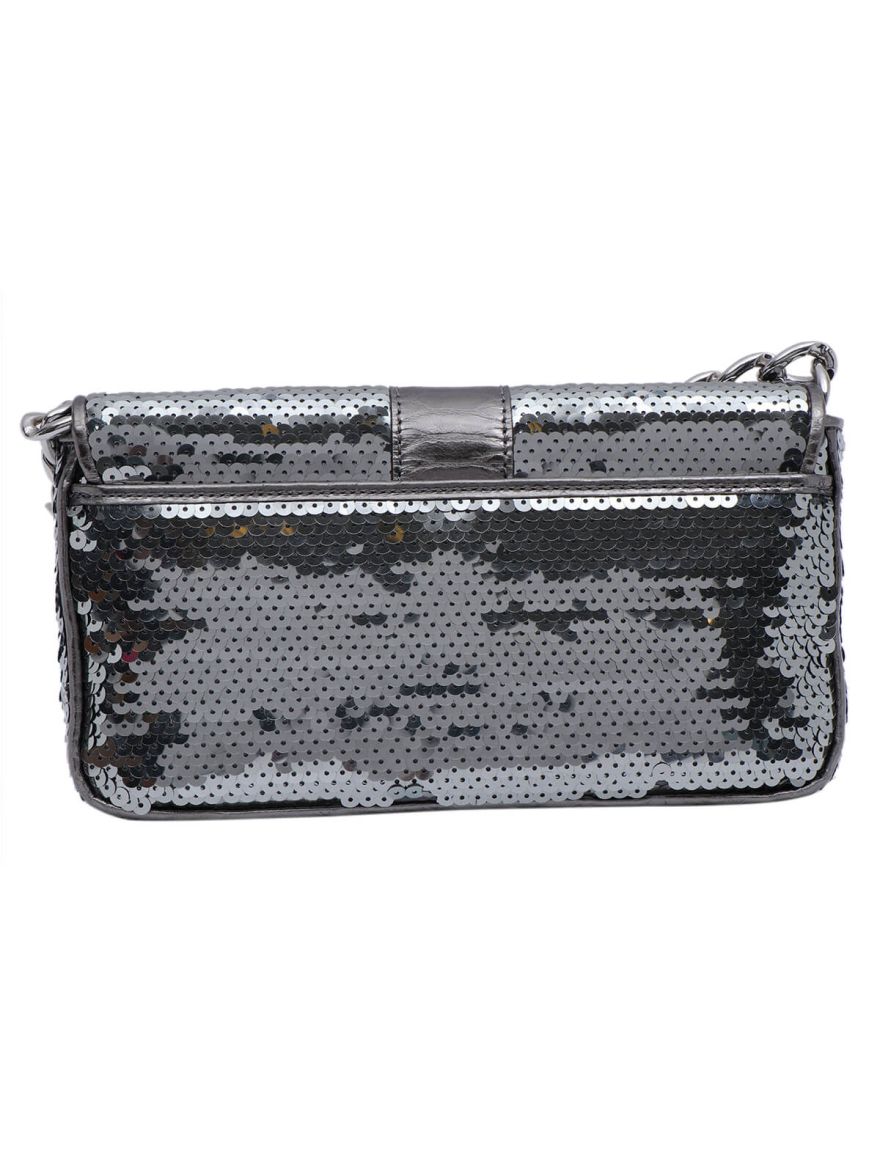 Grey Sequins Shoulder Bag