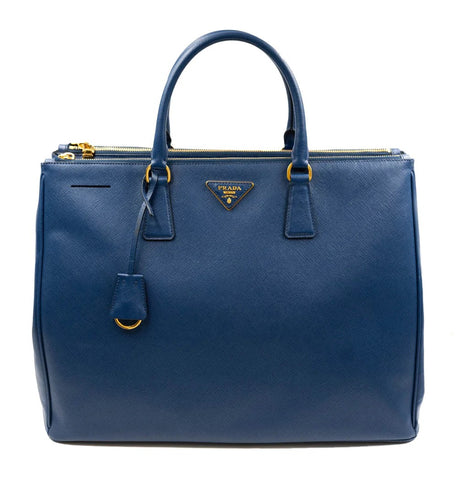 Galleria Navy Blue Saffiano Lux Leather Bag Large