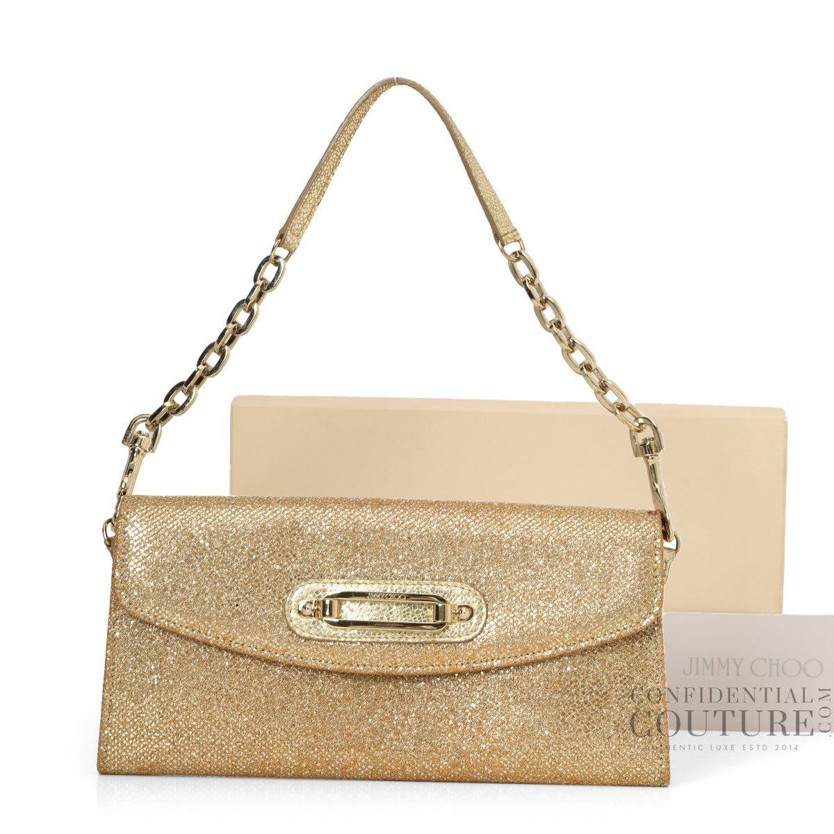 Gold Glitter Fabric Tilsa Clutch